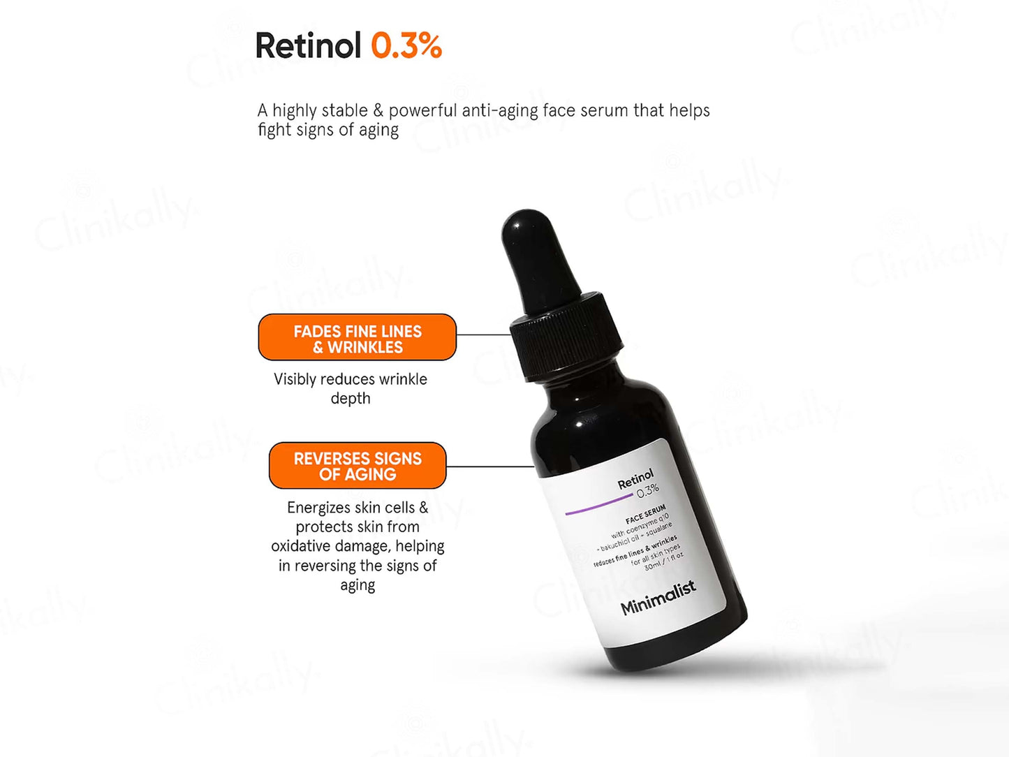 Minimalist 0.3% Retinol Face Serum with Coenzyme Q10 (30ml)