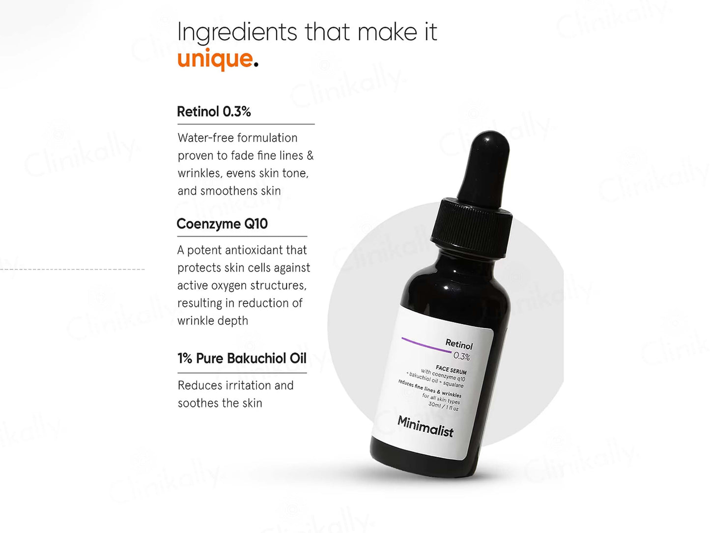 Minimalist 0.3% Retinol Face Serum with Coenzyme Q10 (30ml)