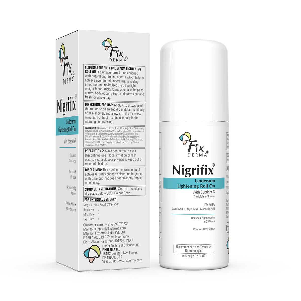 Fixderma Nigrifix Underarm Lightening Roll-On – 60ml