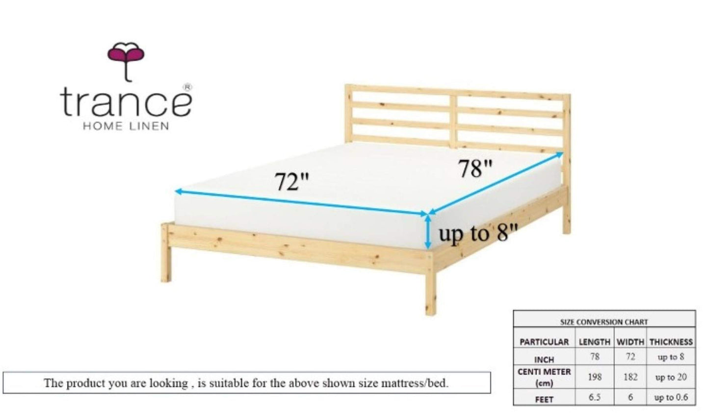 VKOM Elastic Fitted Bedsheet for Double Bed with 2 Pillow Covers