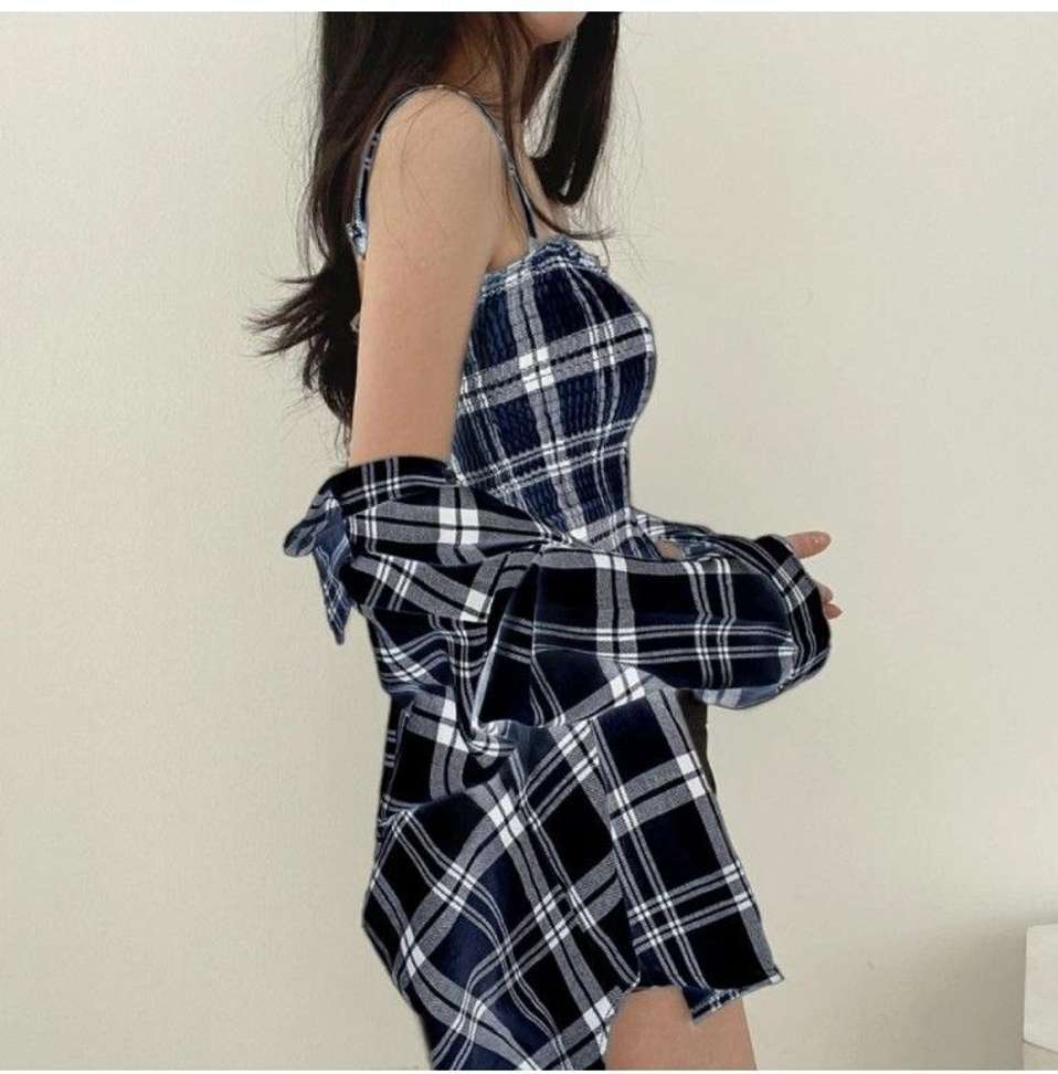 Fashion Women's Casual Regular Fit Check Shirt and Top (Black)