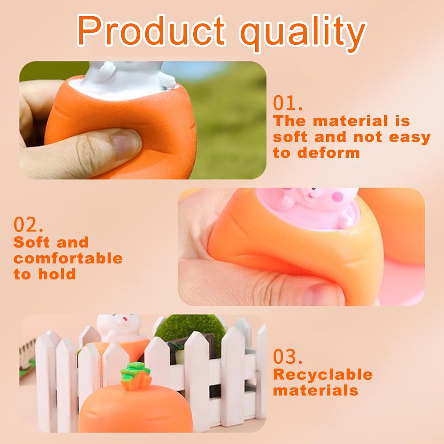 पीकाबू बनी गाजर - पिळून घ्या आणि हसवा खेळणी