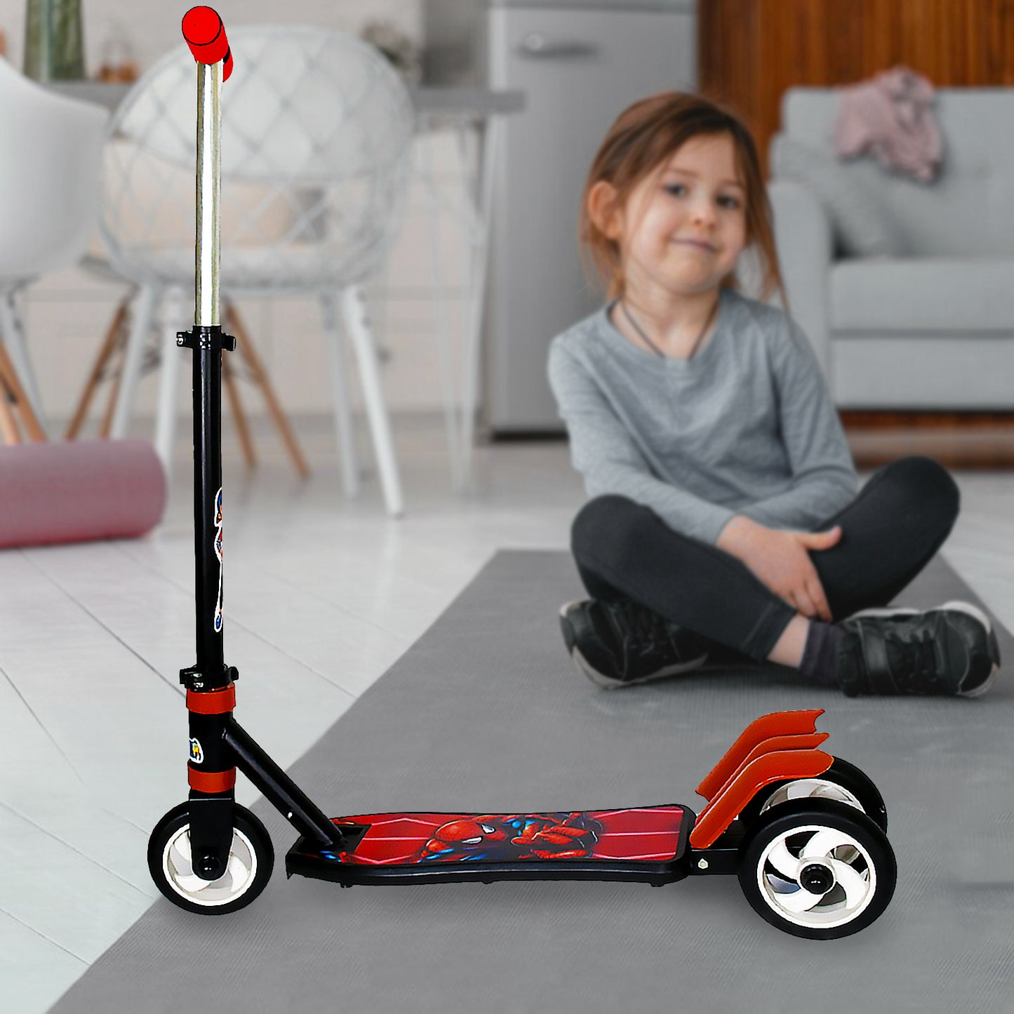 Foldable 3-Wheel Kids Push Scooter – Height Adjustable Ride-On for Boys & Girls (4-8 Years) – Multicolor (1 Pc)
