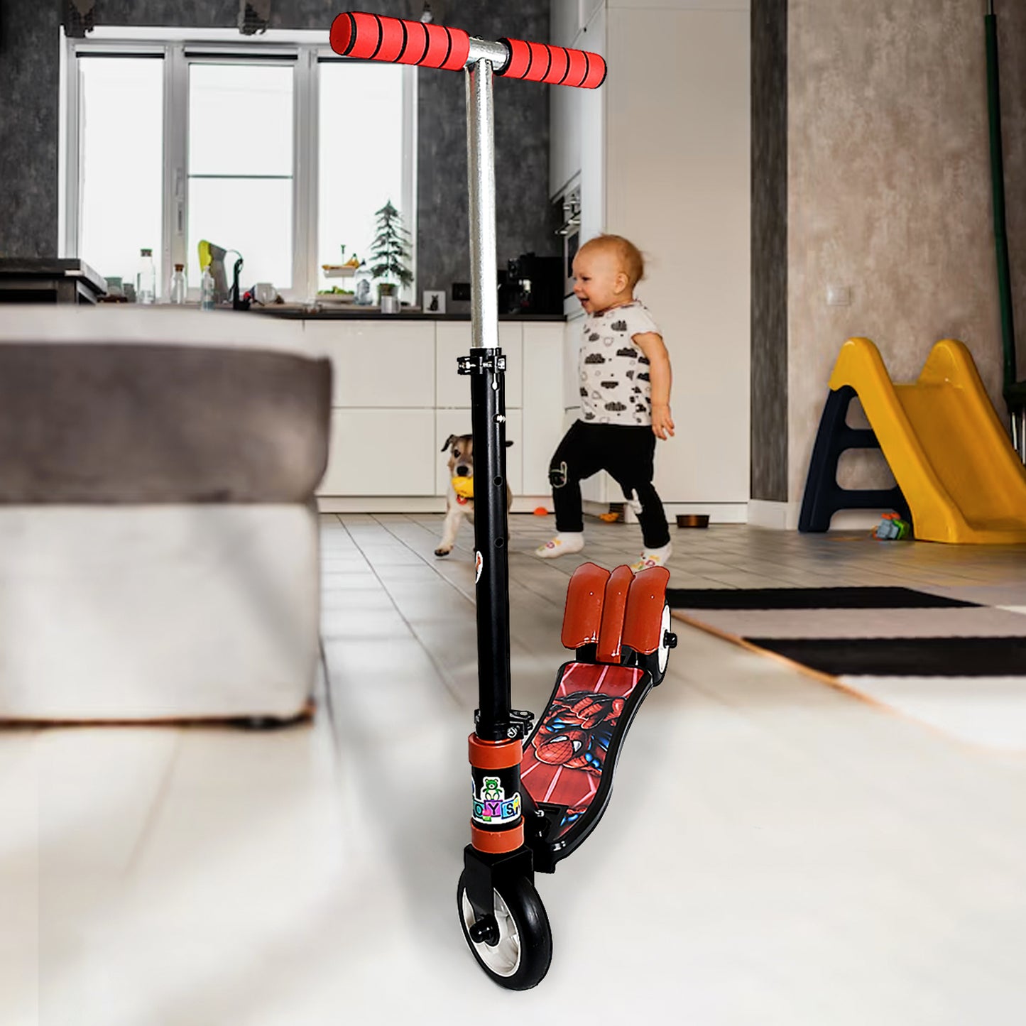 Foldable 3-Wheel Kids Push Scooter – Height Adjustable Ride-On for Boys & Girls (4-8 Years) – Multicolor (1 Pc)