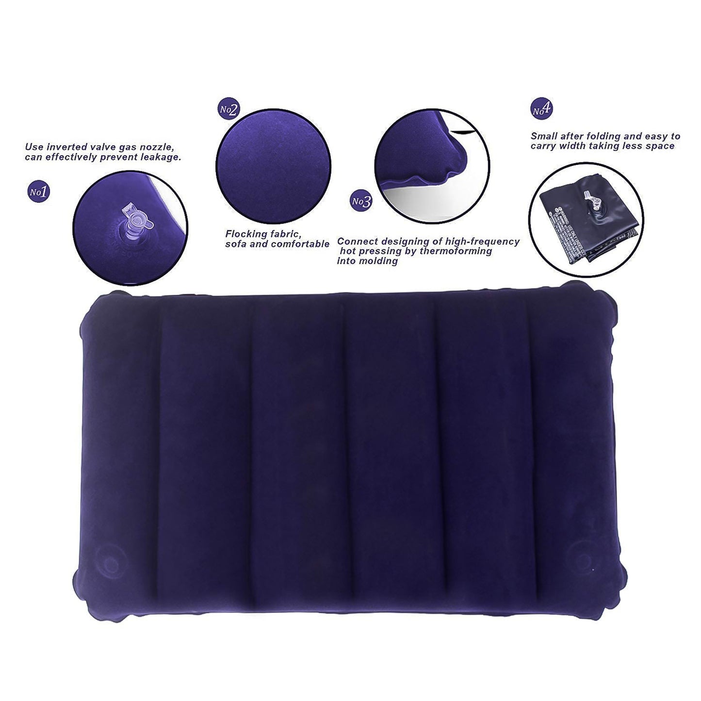 TwinSpire™ Velvet Air Inflatable Travel Pillow – Blue (510)