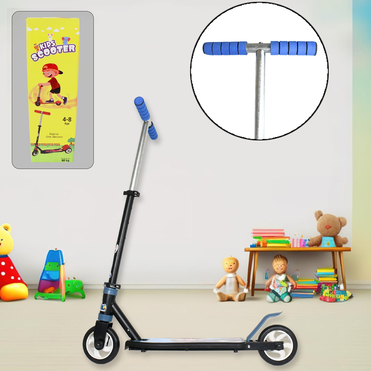 TwinSpire™ FoldPro Kids 2-Wheel Ride-On Scooter (Adjustable & Foldable | Ages 4-8 | Multicolor)