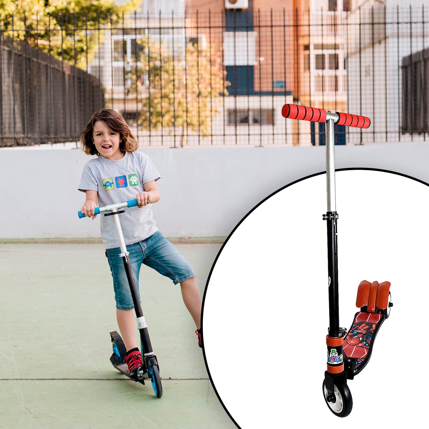 Foldable 3-Wheel Kids Push Scooter – Height Adjustable Ride-On for Boys & Girls (4-8 Years) – Multicolor (1 Pc)