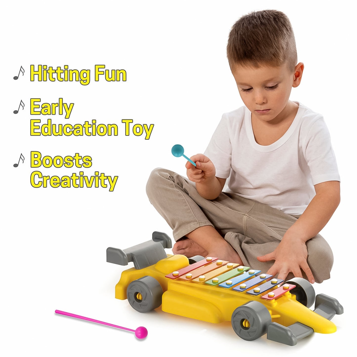 Musical Car Xylophone Toy – 2-in-1 Pull-Along Car & Piano for Kids (1 Set)