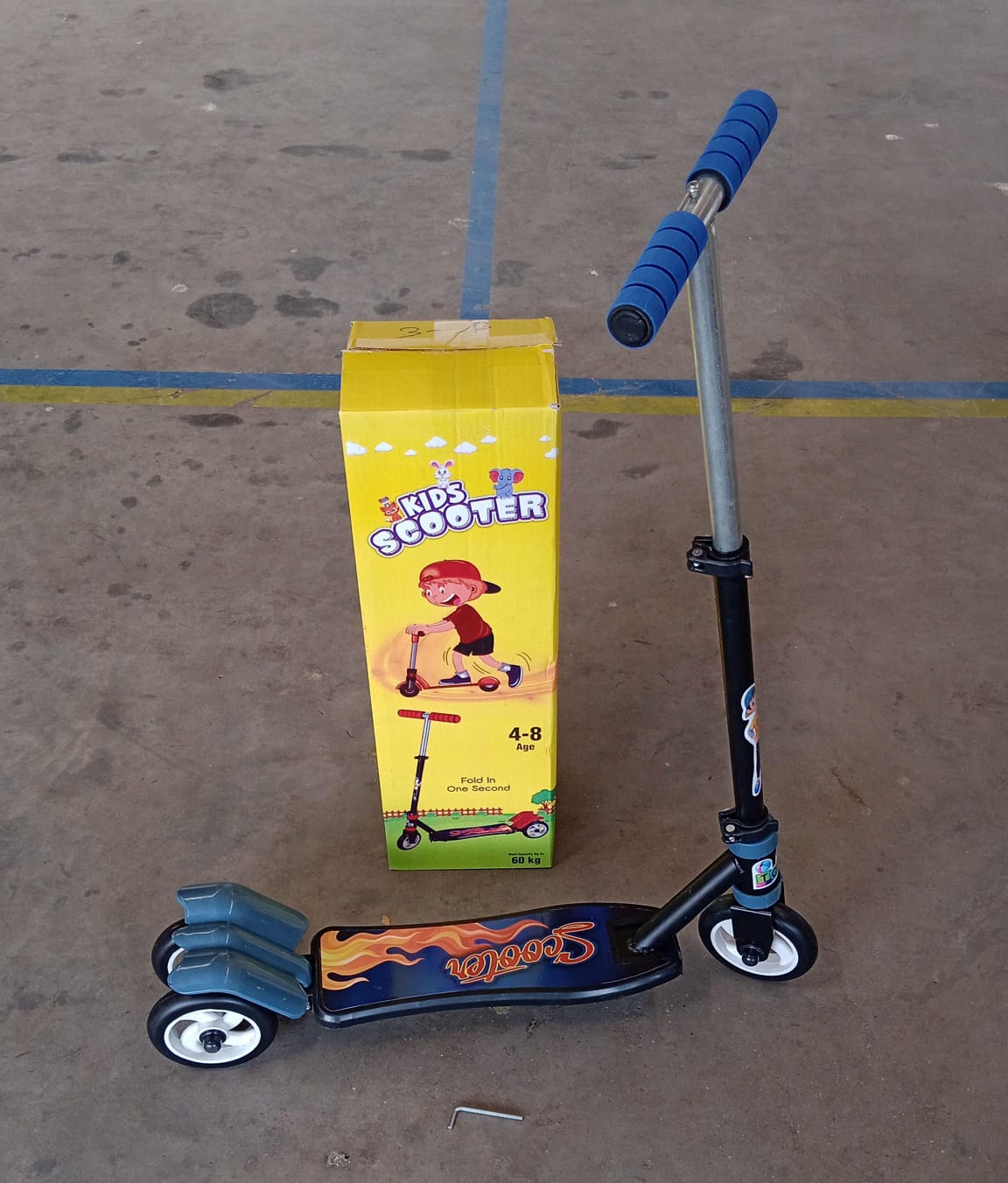 Foldable 3-Wheel Kids Push Scooter – Height Adjustable Ride-On for Boys & Girls (4-8 Years) – Multicolor (1 Pc)