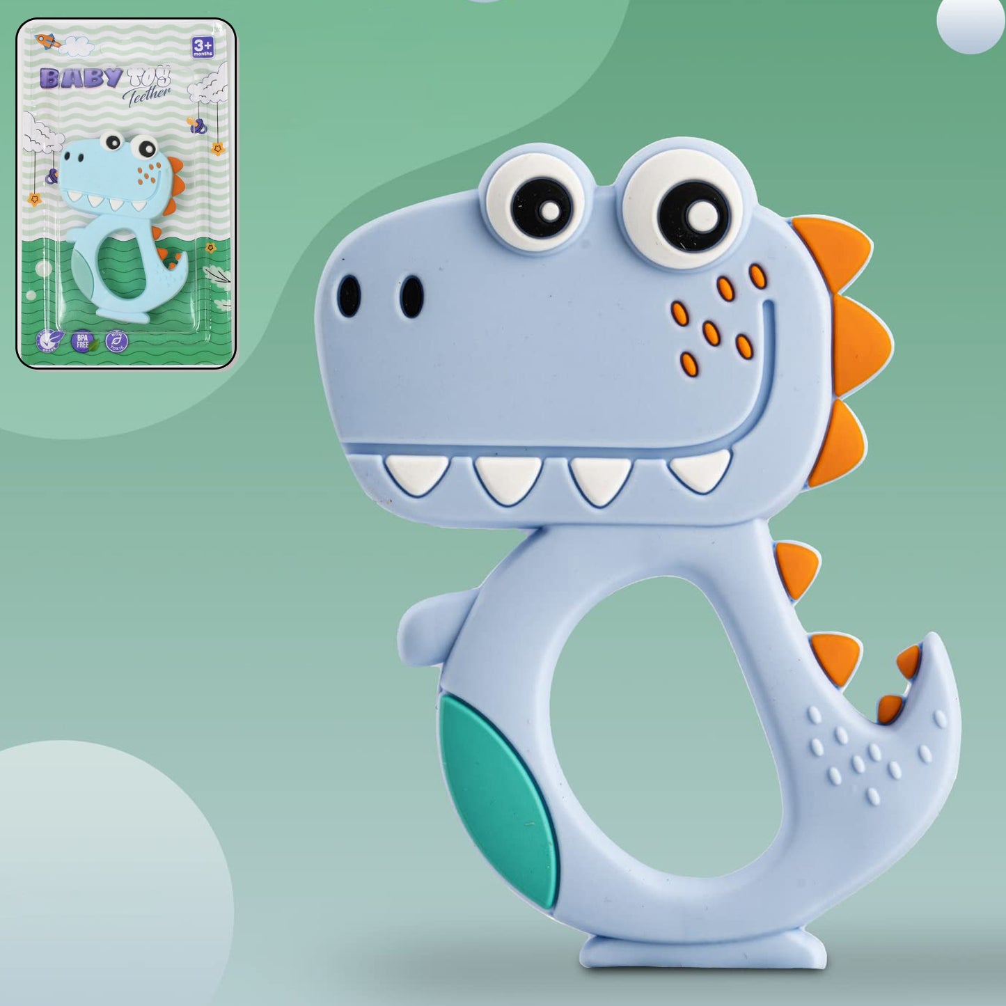 DinoEase™ Silicone Teether – BPA-Free Baby Gum Soother (1 Pc / Mixed Design & Color)
