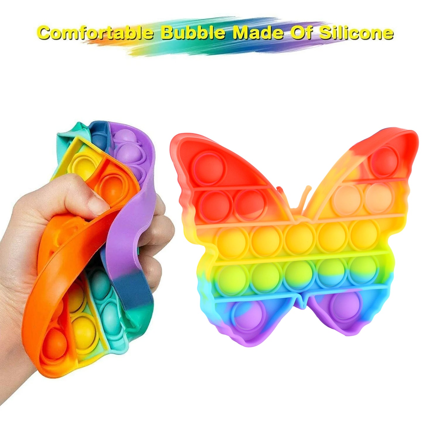 Butterfly & Car Shape Pop Fidget Toy – Sensory Push Bubble Stress Reliever for Kids & Adults (1 Pc)