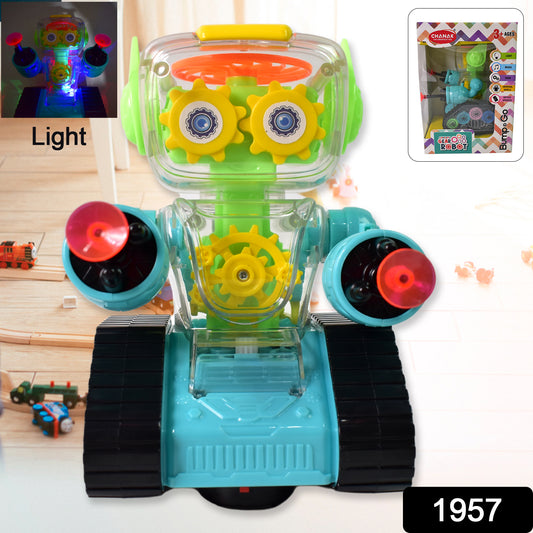 Transparent Gear Robot Car with Lights & Music – Bump & Go Action