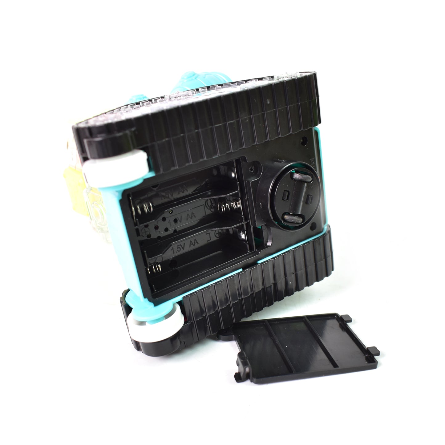 लाईट्स आणि म्युझिकसह पारदर्शक गियर रोबोट कार - बंप अँड गो अॅक्शन