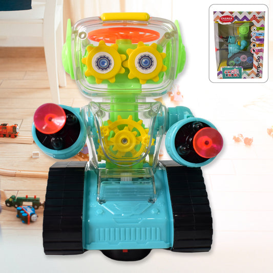 Transparent Gear Robot Car with Lights & Music – Bump & Go Action