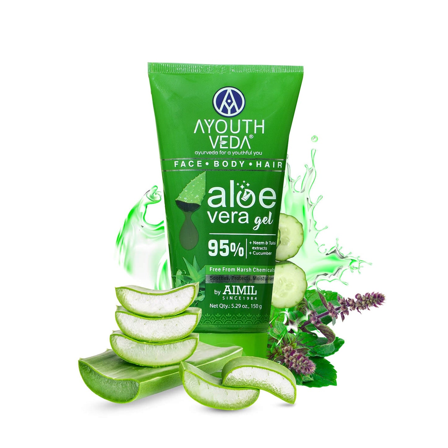 Ayouthveda Aloe Vera Gel for Face, Hair & Body Net Qty- 150g