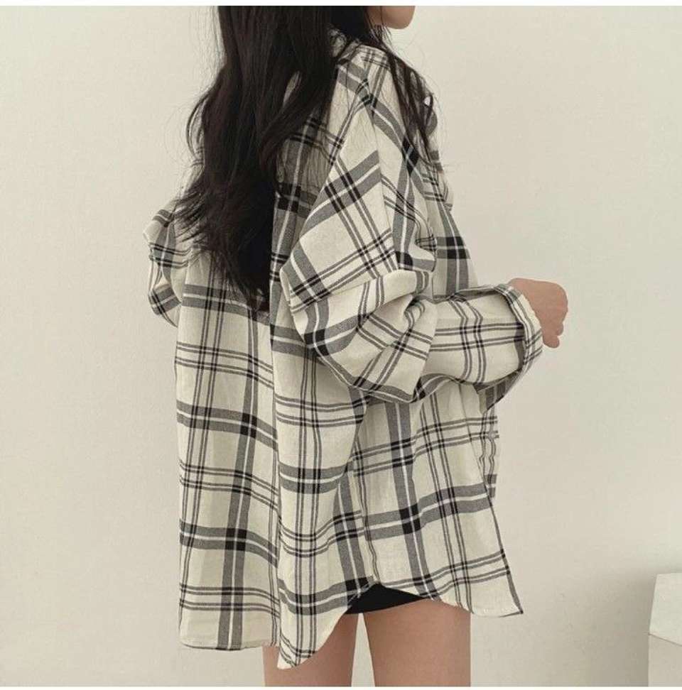 Fashion Women's Casual Regular Fit Check Shirt and Top (White)