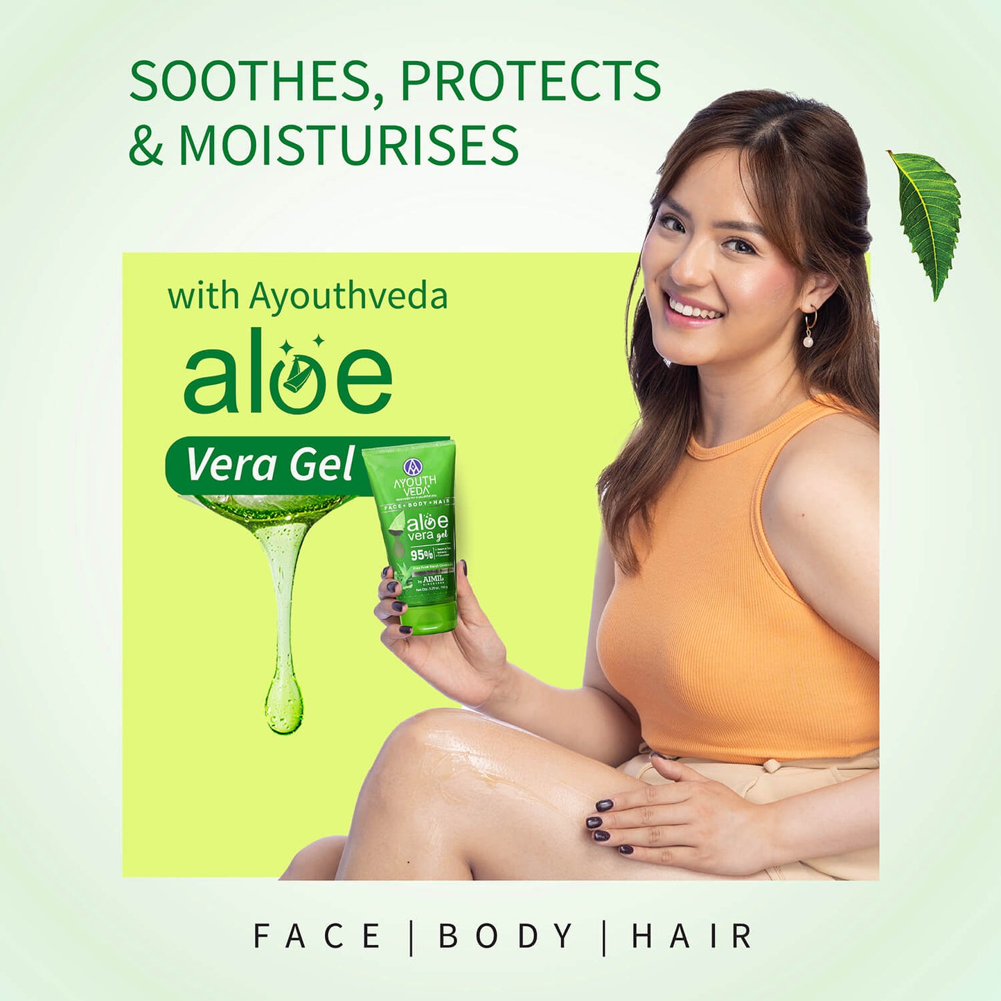 Ayouthveda Aloe Vera Gel for Face, Hair & Body Net Qty- 150g