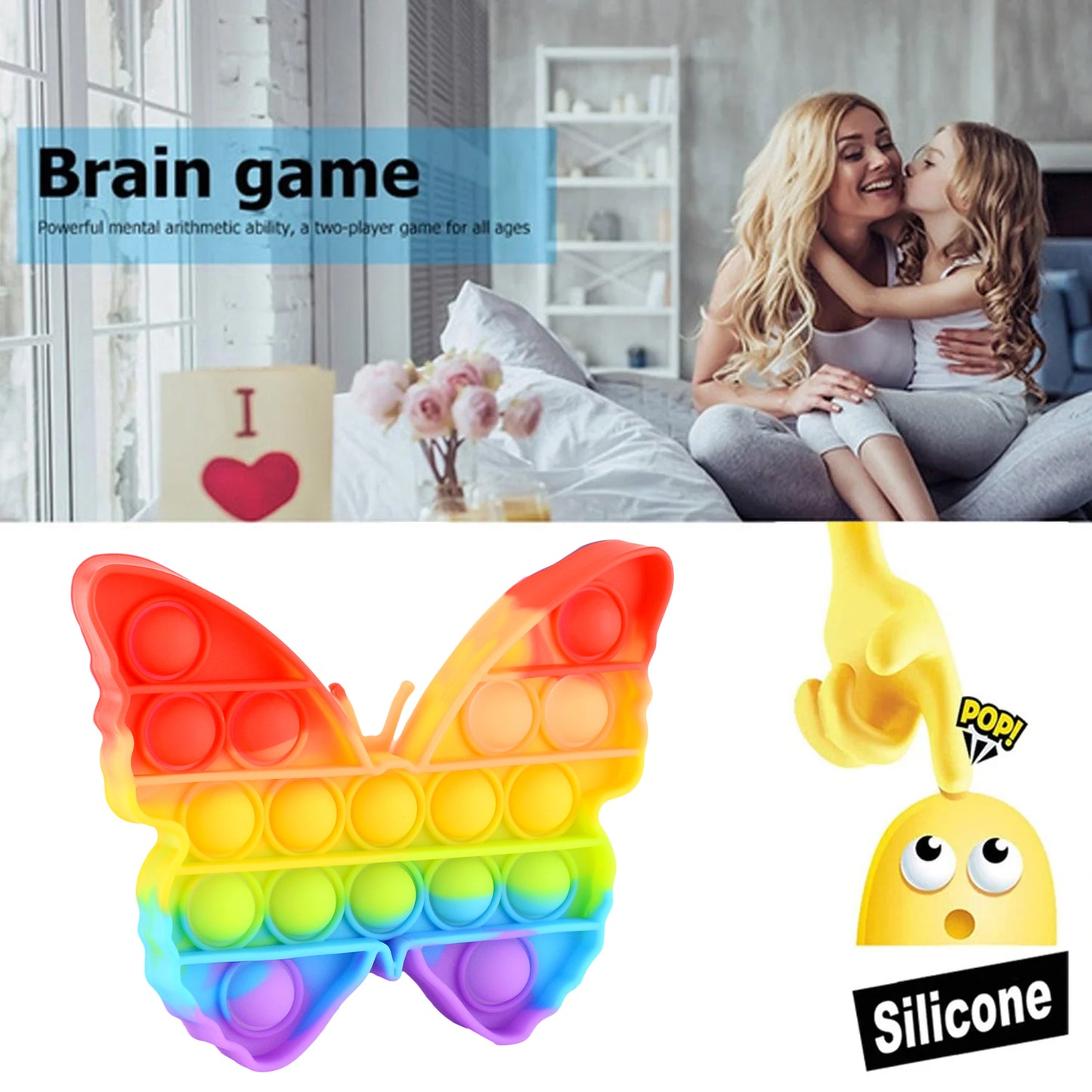 Butterfly & Car Shape Pop Fidget Toy – Sensory Push Bubble Stress Reliever for Kids & Adults (1 Pc)