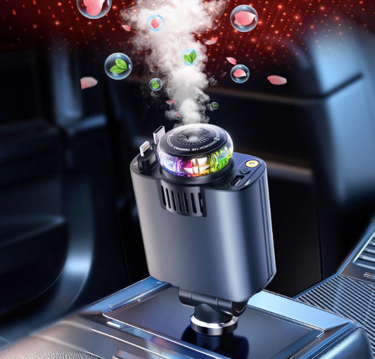 AromaDrive™ Retractable Car Charger & Essential Oil Diffuser – Dual USB Fast Charging with Fragrance Function