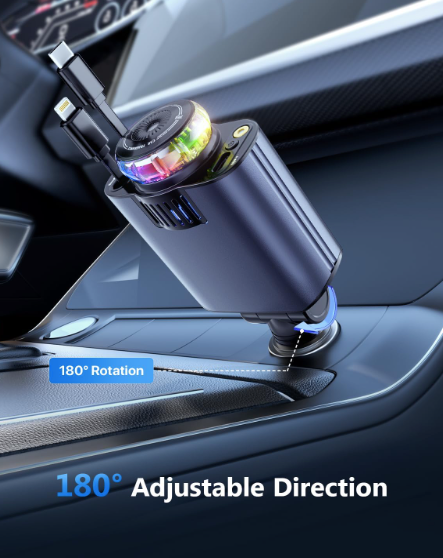 AromaDrive™ Retractable Car Charger & Essential Oil Diffuser – Dual USB Fast Charging with Fragrance Function