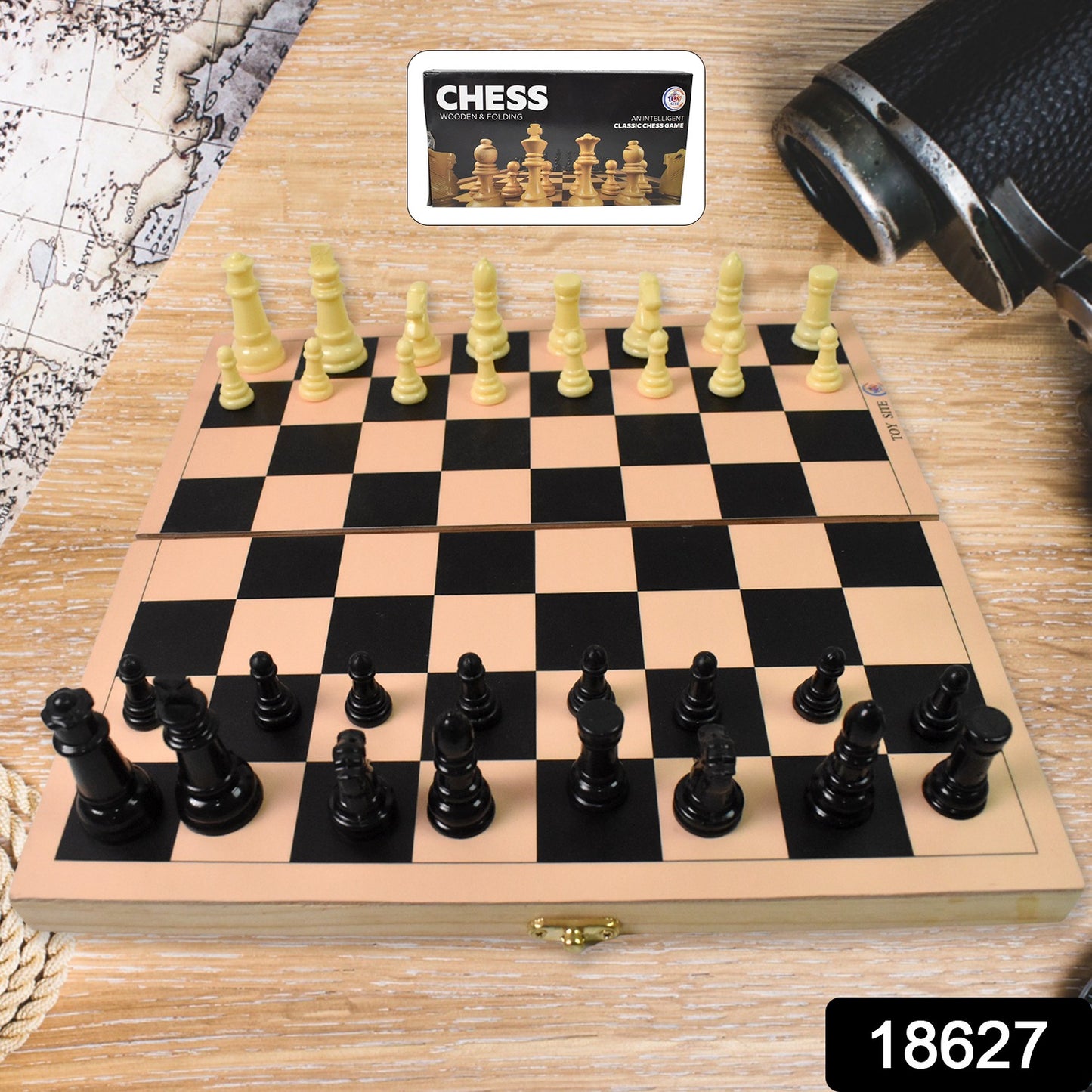 ♟️ TwinSpire™ Folding Wooden Chess Board Set (30 × 30 cm) – Portable Brain Game for All Ages