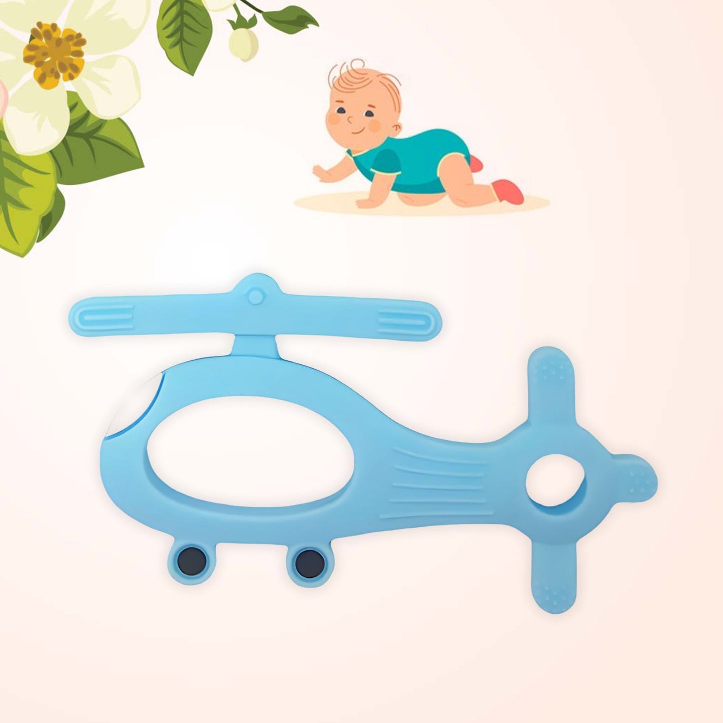 HeliBite™ Silicone Helicopter Teether – BPA-Free Baby Gum Soother (1 Pc / Mixed Color)