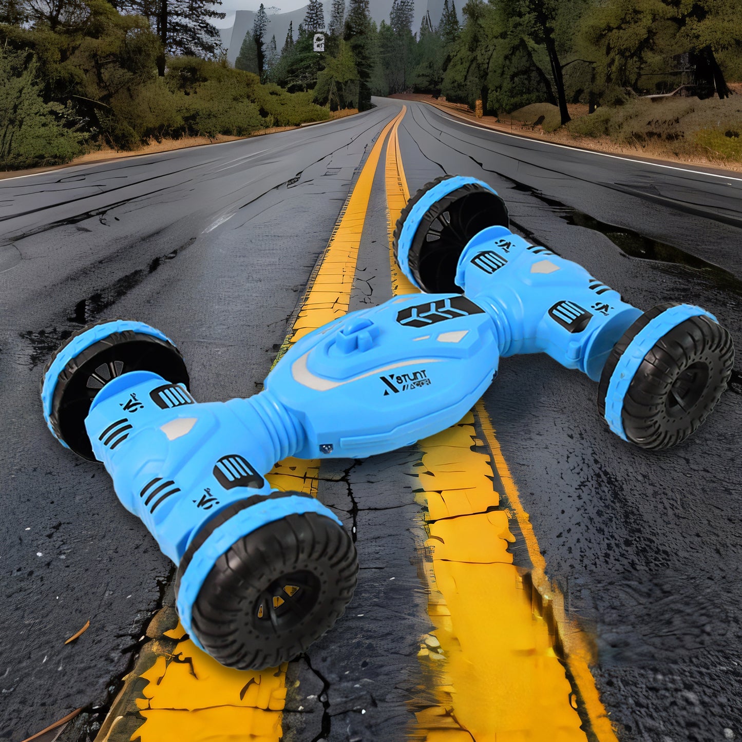 आरसी स्टंट कार - ३६०° दुहेरी बाजूंनी फिरणारा रेसर (१ सेट)