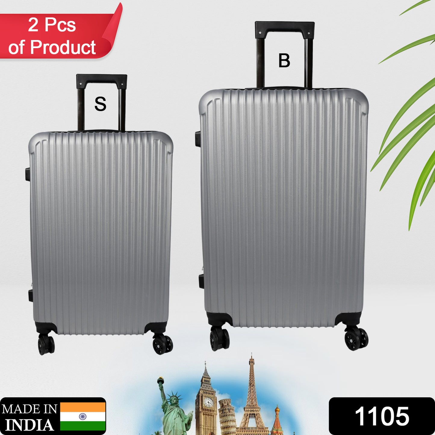 TwinSpire™ Trolley Bag Set – 2-Piece Luggage Combo (Big & Small) for Men & Women